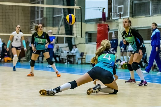 Volleyball professional Iryna Okhrimchuk defending