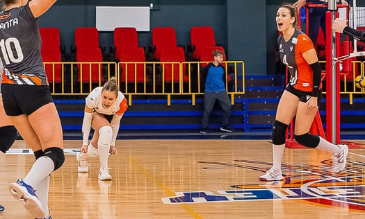 Volleyball professional Kateryna Vasylieva cheering
